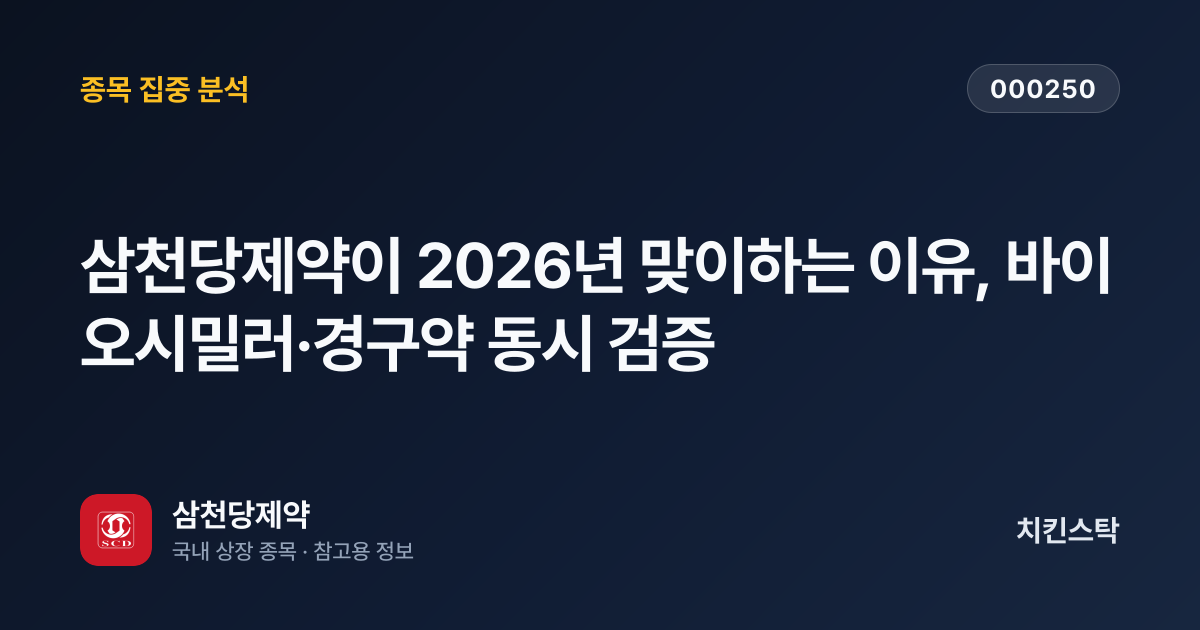 [기업IR자료분석] 삼천당제약이 2026년 맞이하는 이유, 바이오시밀러·경구약 동시 검증