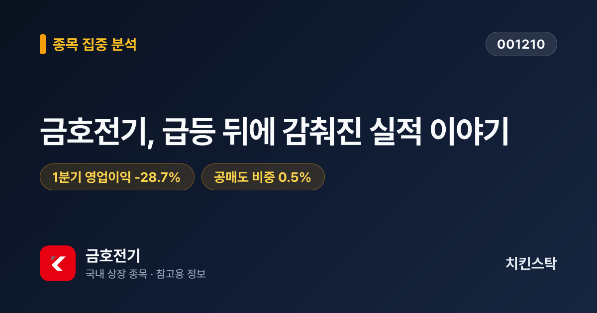 [종목 분석 리포트] 금호전기, 급등 뒤에 감춰진 실적 이야기