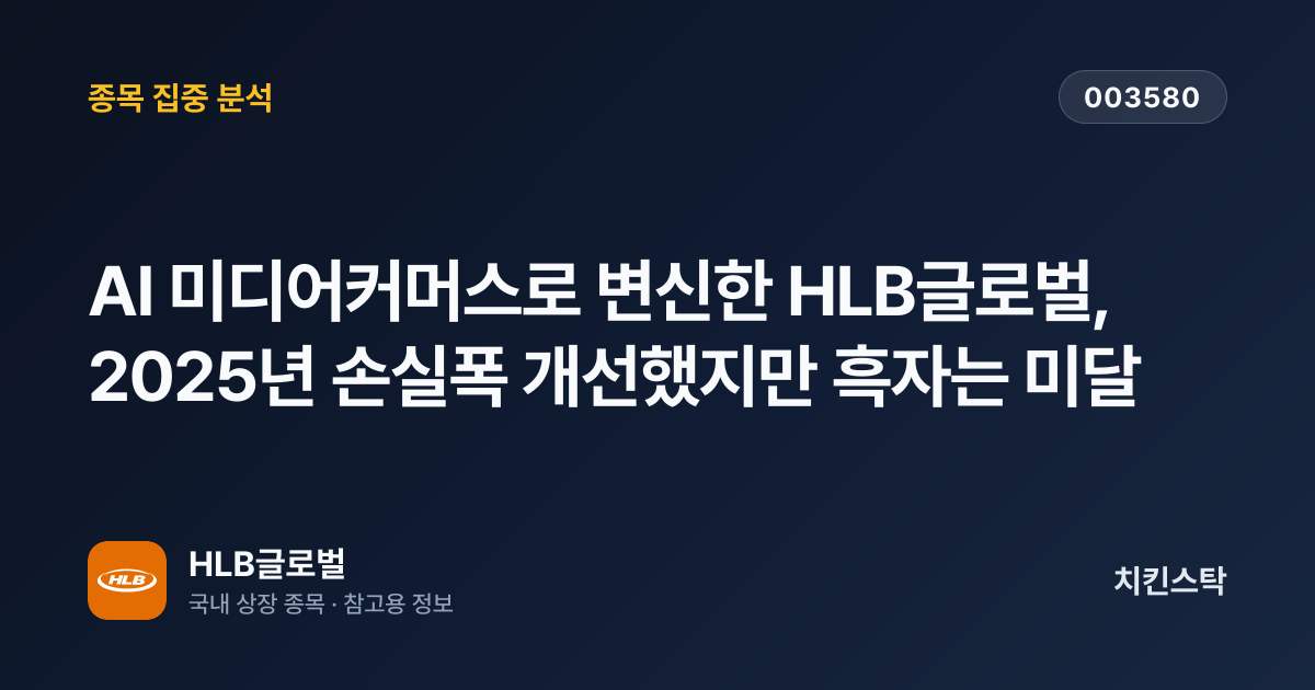 [기업IR자료분석] AI 미디어커머스로 변신한 HLB글로벌, 2025년 손실폭 개선했지만 흑자는 미달