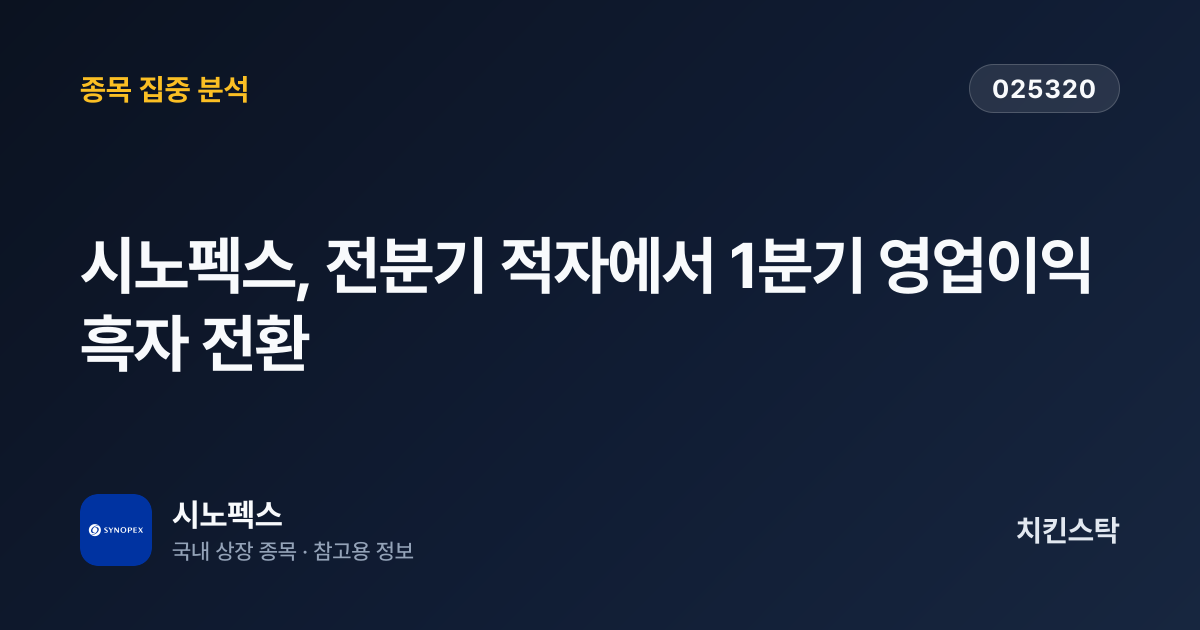 [기업IR자료분석] 시노펙스, 전분기 적자에서 1분기 영업이익 흑자 전환