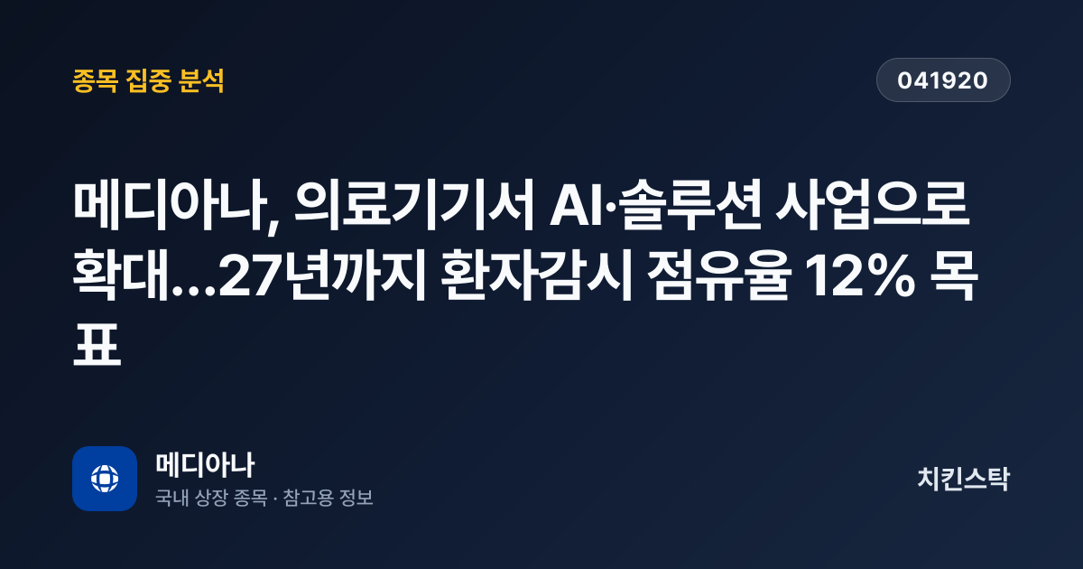 [기업IR자료분석] 메디아나, 의료기기서 AI·솔루션 사업으로 확대…27년까지 환자감시 점유율 12% 목표