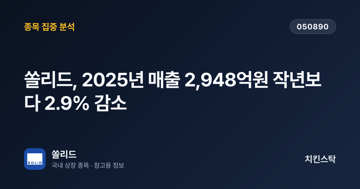 [기업IR자료분석] 쏠리드, 2025년 매출 2,948억원 작년보다 2.9% 감소