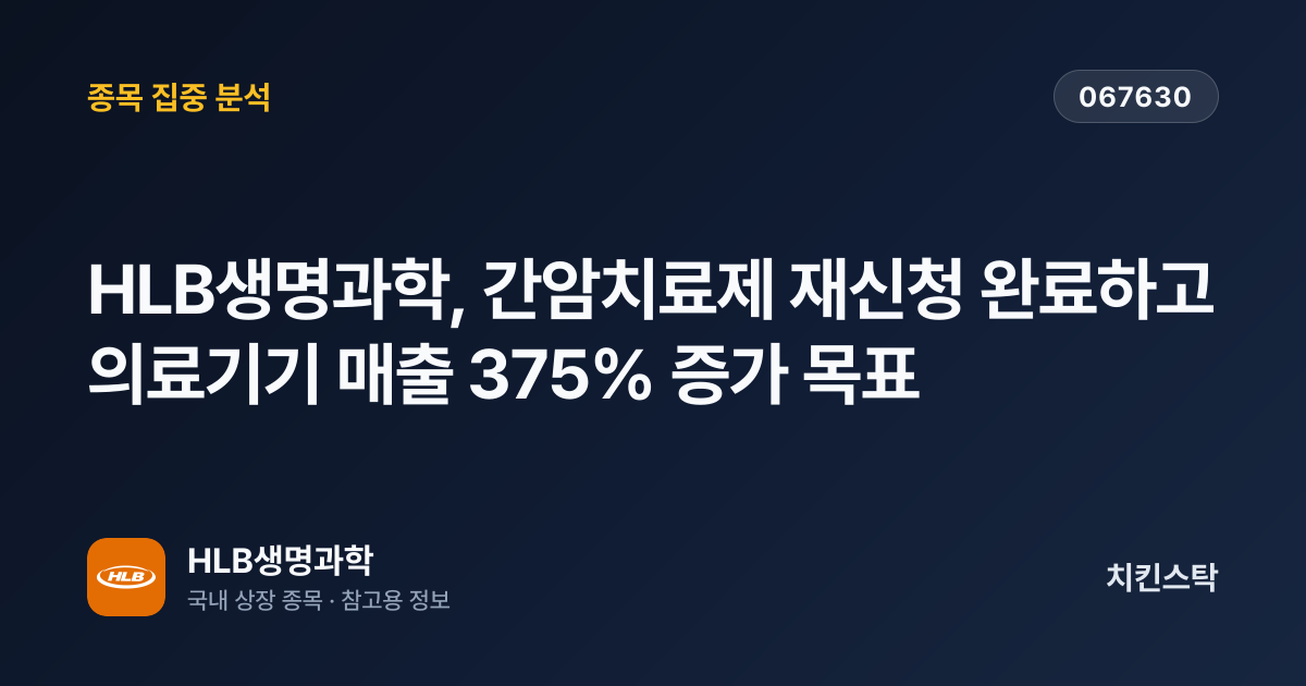 [기업IR자료분석] HLB생명과학, 간암치료제 재신청 완료하고 의료기기 매출 375% 증가 목표