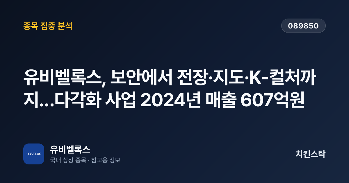 [기업IR자료분석] 유비벨록스, 보안에서 전장·지도·K-컬처까지…다각화 사업 2024년 매출 607억원