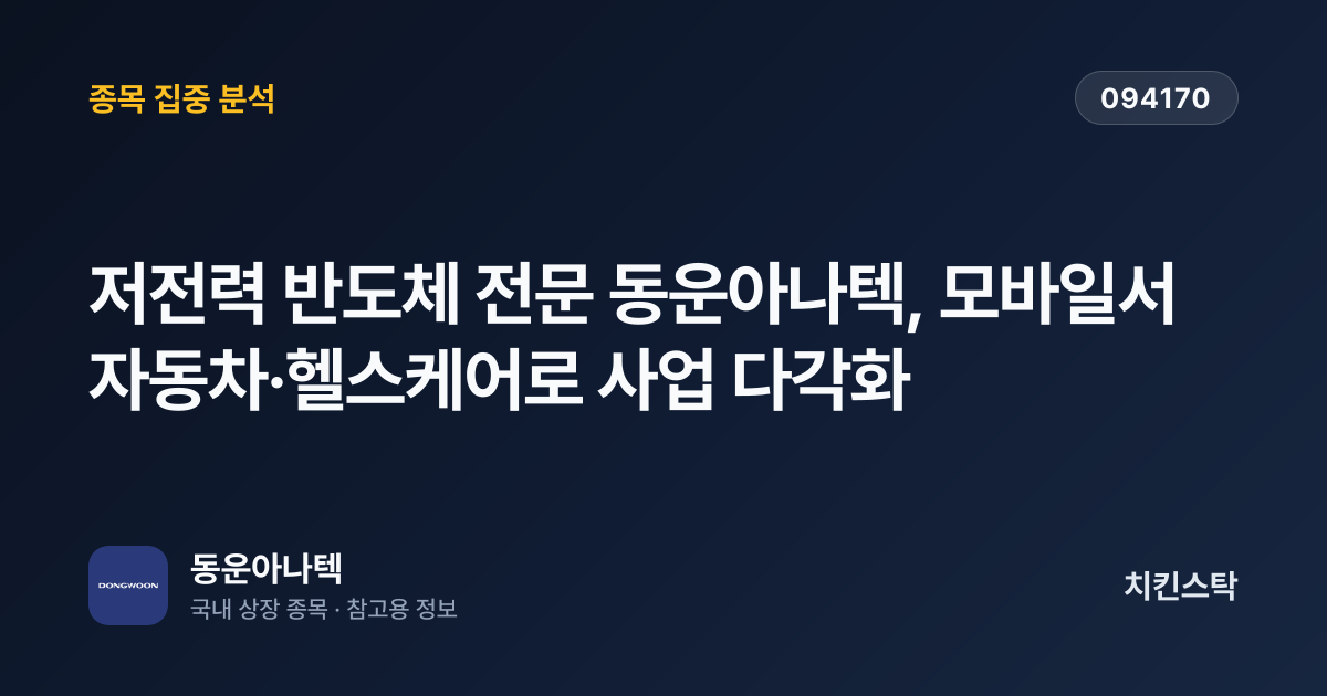 [기업IR자료분석] 저전력 반도체 전문 동운아나텍, 모바일서 자동차·헬스케어로 사업 다각화