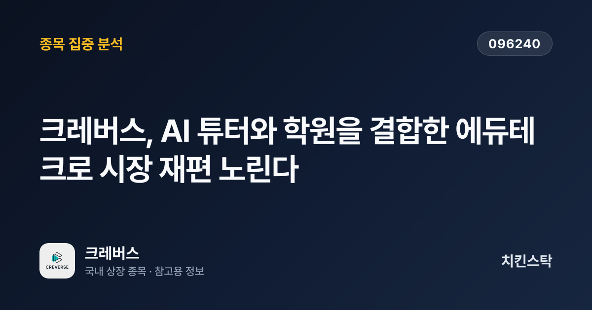 [기업IR자료분석] 크레버스, AI 튜터와 학원을 결합한 에듀테크로 시장 재편 노린다