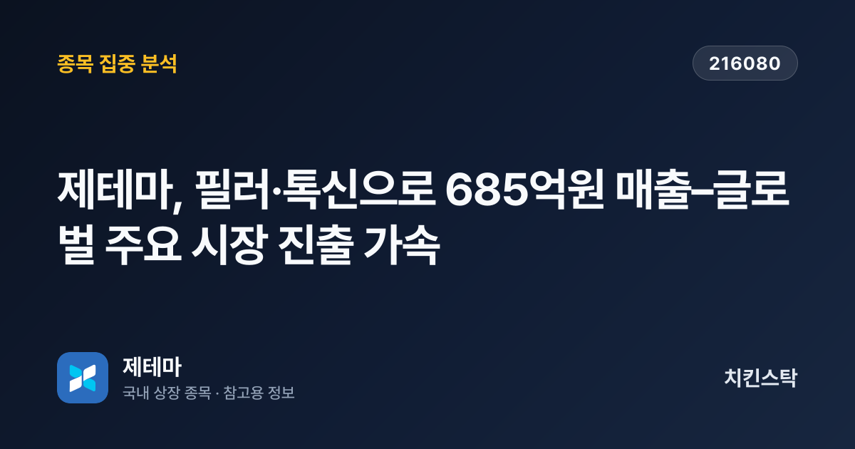 [기업IR자료분석] 제테마, 필러·톡신으로 685억원 매출–글로벌 주요 시장 진출 가속