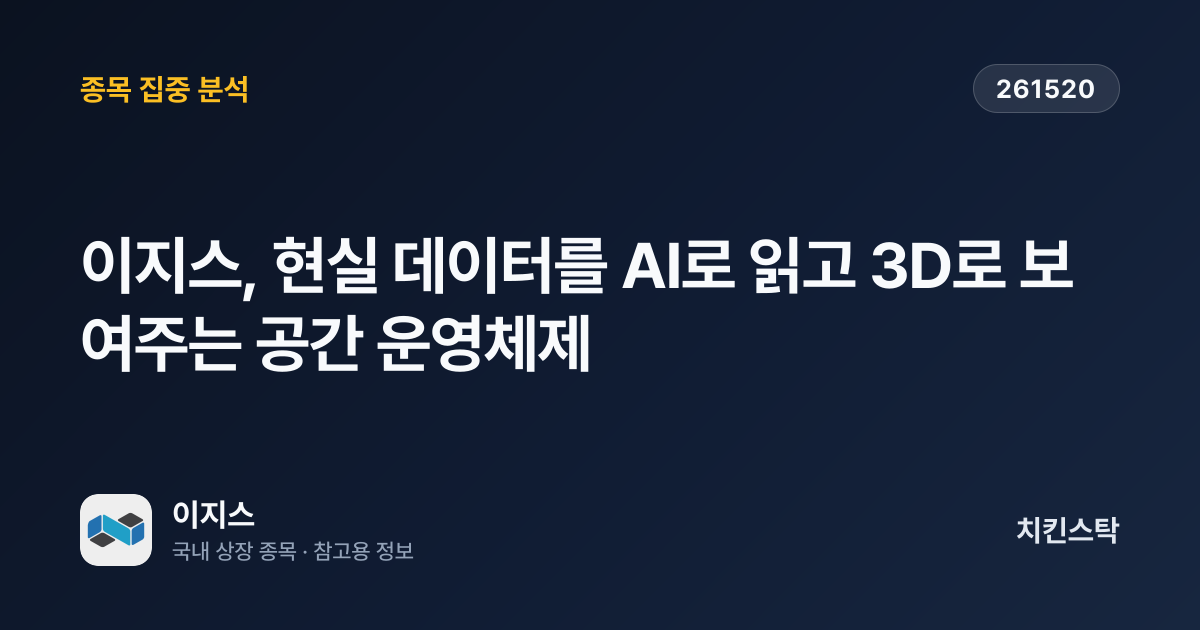 [기업IR자료분석] 이지스, 현실 데이터를 AI로 읽고 3D로 보여주는 공간 운영체제