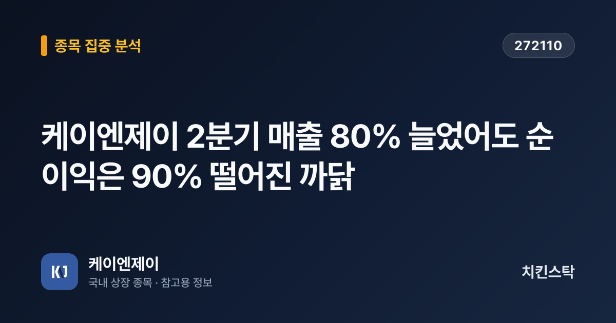 [기업IR자료분석] 케이엔제이 2분기 매출 80% 늘었어도 순이익은 90% 떨어진 까닭