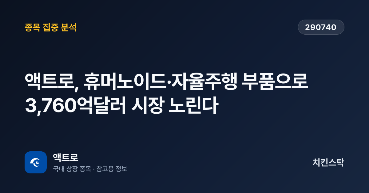 [기업IR자료분석] 액트로, 휴머노이드·자율주행 부품으로 3,760억달러 시장 노린다