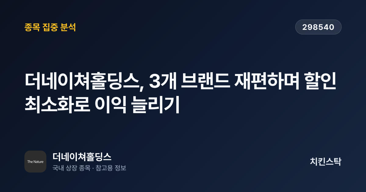 [기업IR자료분석] 더네이쳐홀딩스, 3개 브랜드 재편하며 할인 최소화로 이익 늘리기