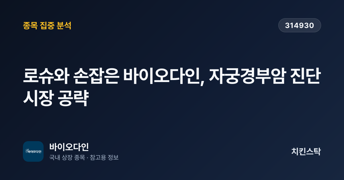 [기업IR자료분석] 로슈와 손잡은 바이오다인, 자궁경부암 진단 시장 공략