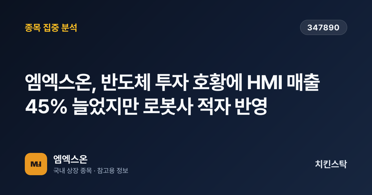 [기업IR자료분석] 엠엑스온, 반도체 투자 호황에 HMI 매출 45% 늘었지만 로봇사 적자 반영
