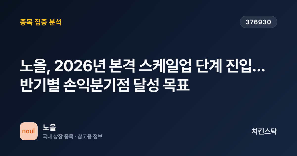 [기업IR자료분석] 노을, 2026년 본격 스케일업 단계 진입…반기별 손익분기점 달성 목표