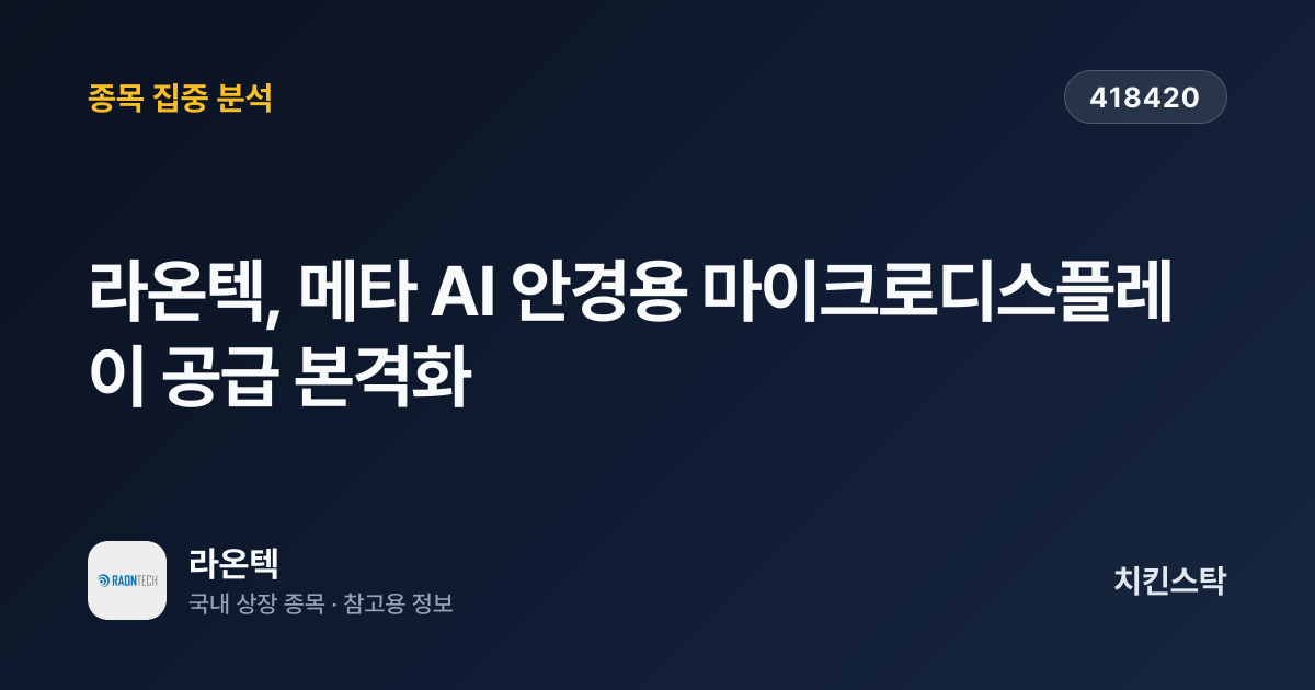 [기업IR자료분석] 라온텍, 메타 AI 안경용 마이크로디스플레이 공급 본격화