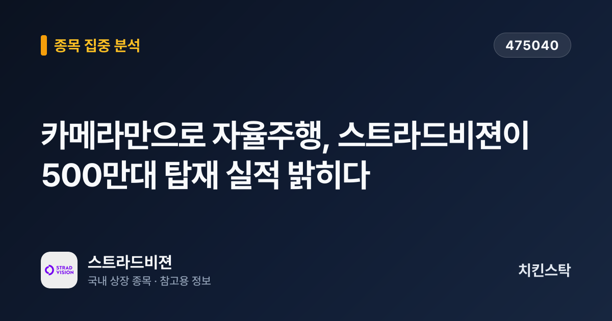 [기업IR자료분석] 카메라만으로 자율주행, 스트라드비젼이 500만대 탑재 실적 밝히다