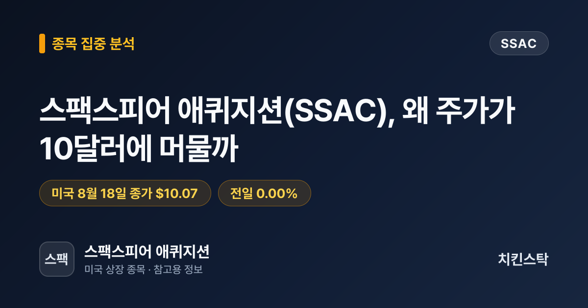 [종목 분석 리포트] 스팩스피어 애퀴지션(SSAC), 왜 주가가 10달러에 머물까